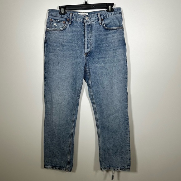 Agolde Riley High Rise Straight Crop in Frequency - Picture 5 of 16